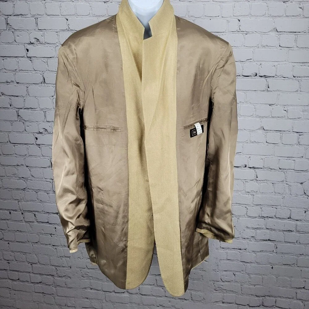 Bachrach Gold 100% Silk Herringbone 3 Button Notch Blazer Sport Coat 42L